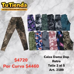 Calza Dama Retro Estampada Sin Friza. Art. 2189.