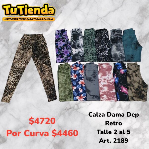 Calza Dama Retro Estampada Sin Friza. Art. 2189.