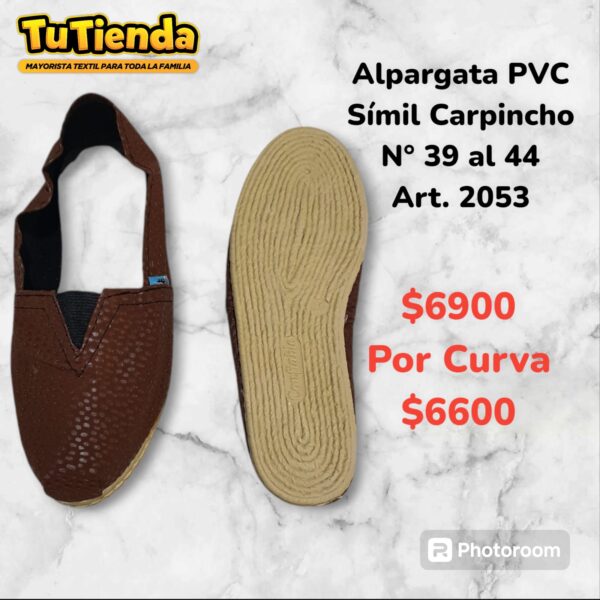 Alpargatas Símil Carpincho Base PVC. Art. 2053