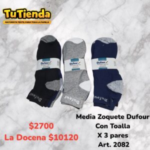 Medias Zoquetes Adultos Dufour con Toalla x 3 Pares. Art. 2082.