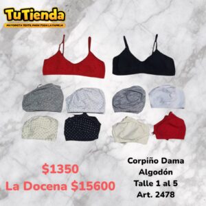 Corpiño Dama Algodón. Art. 2478.
