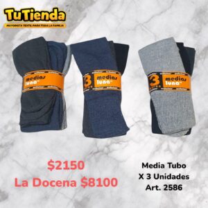 Medias Tubo Adultos Algodón x 3 Pares Art. 2586.