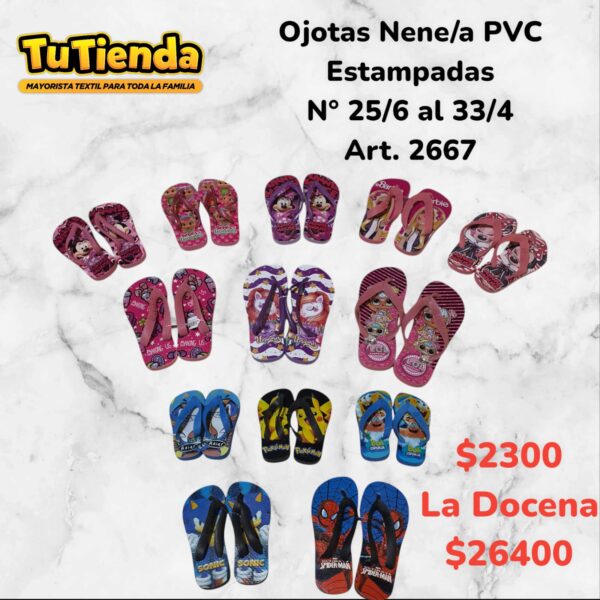 Ojota Nene/a PVC Estampadas. Art. 2667.