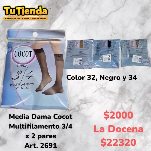 Medias Cocot Multifilamento 3/4. 2 pares. Art. 2691