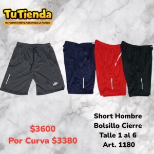 Short Hombre Deportivo Bolsillo Cierre. Art. 1180.