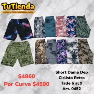 Short Ciclista Dama Retro Estampado Especial. Art. 0452.