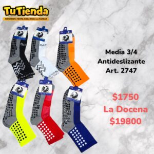 Medias 3/4 Futbol Antideslizantes. Art. 2747.