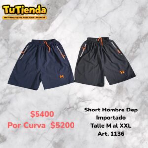 Short Hombre Deportivo Bolsillo Cierre Calidad. Art. 1136.