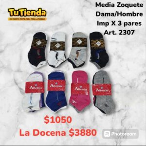 Media Zoquetes Importados Adultos x 3 Pares. Art. 2307.