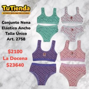 Conjunto Nena Bombacha y Corpiño Elástico Ancho. Art. 2758.