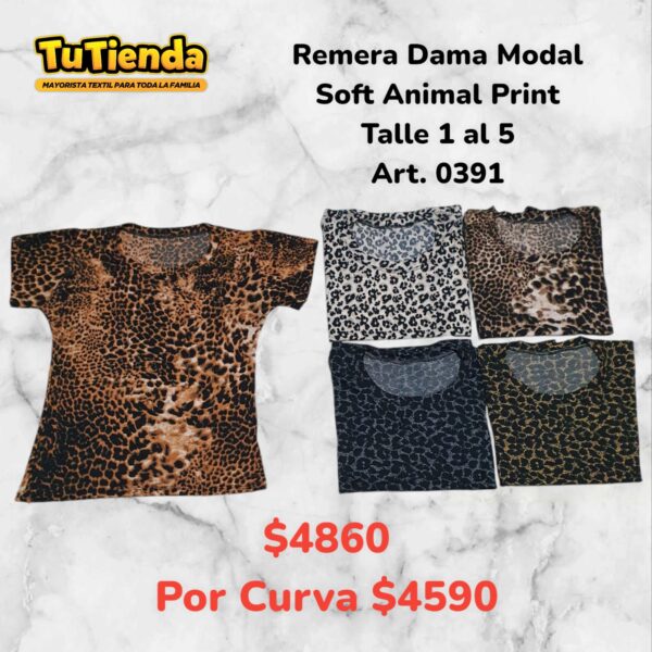 Remera Dama Modal Soft Calidad Estampado. Art. 0391.