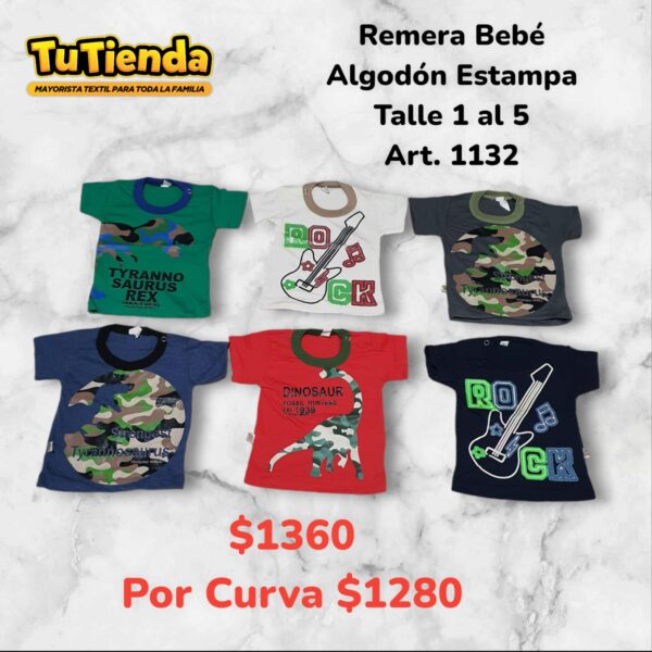 Remera Bebe Algodón Estampa Broche. Art. 1132.