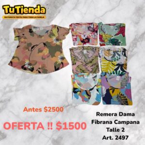 Remera Dama Fibrana Poplin Campana. Art. 2497.