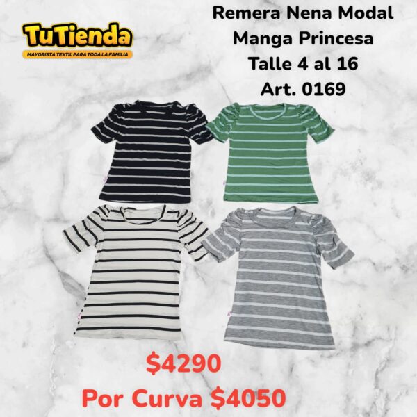 Remera Nena Modal Soft Rayas Manga Princesa. Art. 0169.
