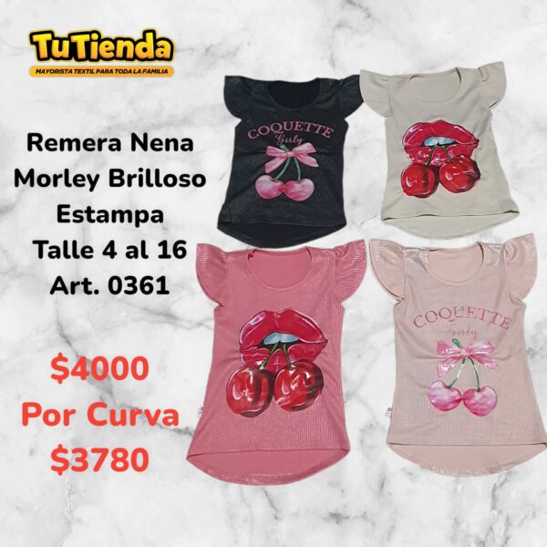 Remera Nena Morley Brilloso Estampa. Art. 0361.
