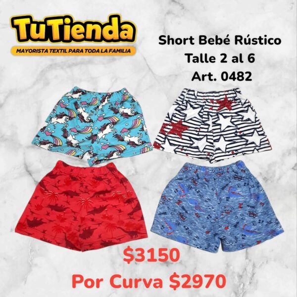 Short Bebe Algodón Rustico Estampado. Art. 0482.