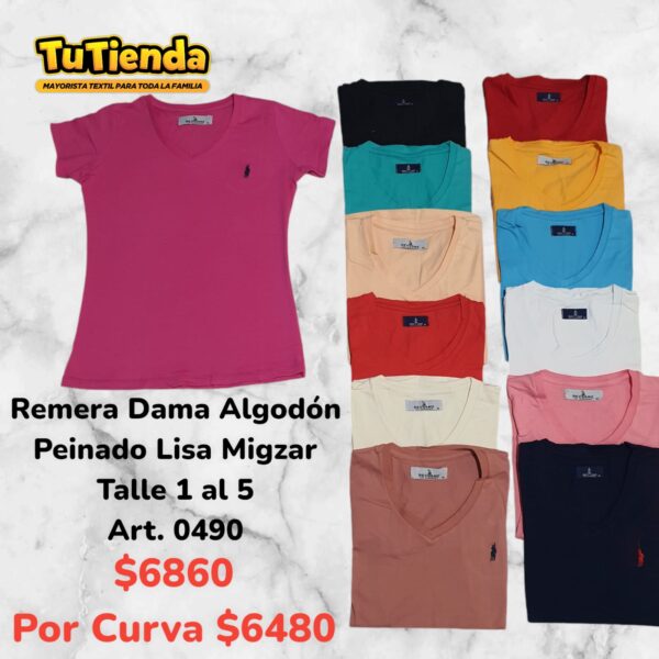 Remera Dama Algodón Peinado Migzar. Art. 0490.