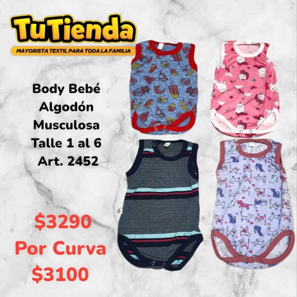 Body Bebe Musculosa Algodón Estampado. Art. 2452.