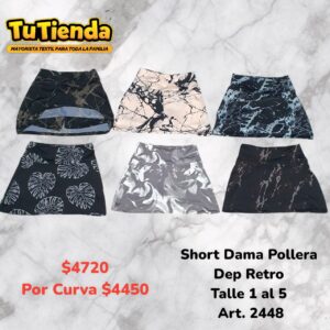 Short Pollera Dama Retro Estampado. Art. 2448.