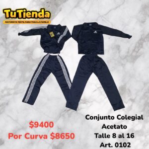 Conjunto Colegial Acetato. Talle 8 al 16. Art. 0102.