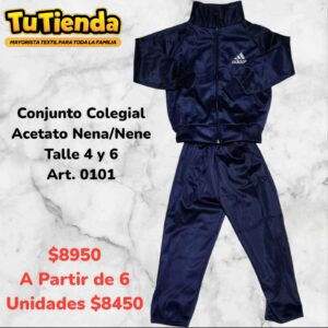 Conjunto Colegial Acetato. Talle 4 y 6. Art. 0101.