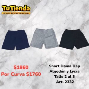Short Dama Algodón y Lycra. Art. 2332.