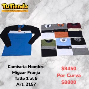Camiseta Hombre Algodon Peinado Franjas Migzar. Art. 2157.