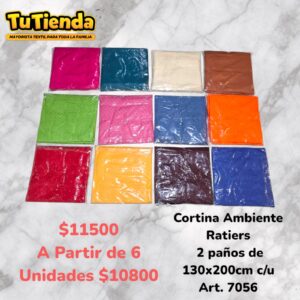 Cortina de Ambiente Tela Ratiers 130 x 200 Cm x 2 Paños. Art. 7056.