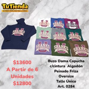 Maxibuzo Dama Capucha Con Cintura Friza Peinada. Art. 0284.