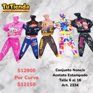 Conjunto Nene/a Acetato Frizado Sublimado. Art. 2334.