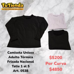 Camiseta Termica Frizada Adultos Nacional. Art. 0538.
