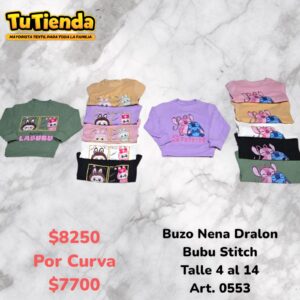 Buzo Nena Darlon Stitch Labubu. Art. 0553.