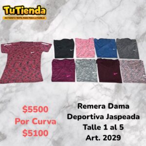 Remera Dama Deportiva Jaspeada. Art. 2029.