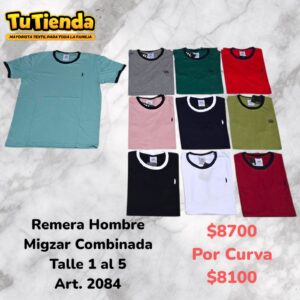 Remera Hombre Algodon Premium Combinada Migzar. Art. 2084.