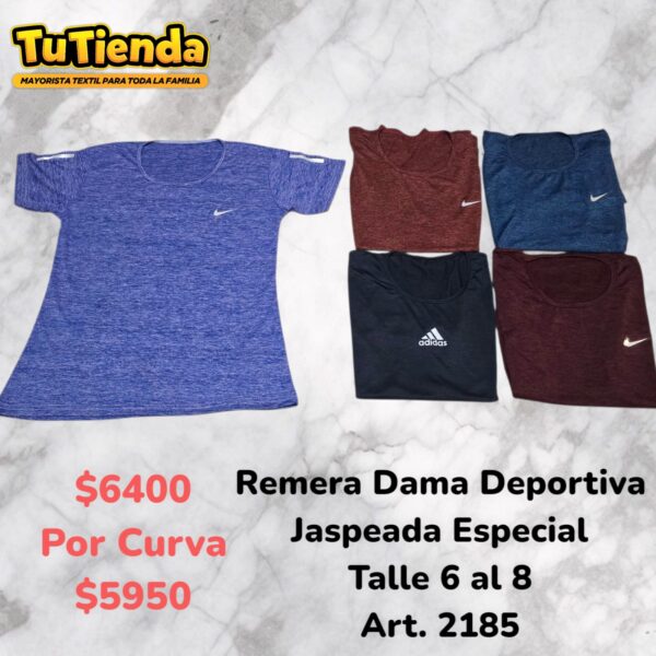 Remera Dama Deportiva Jaspeada Especial. Art. 2185.