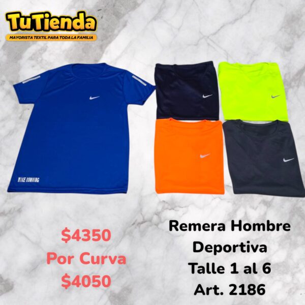 Remera Hombre Deportiva Marca. Art. 2186.