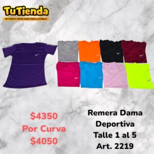 Remera Dama Deportiva Marca. Art. 2219.