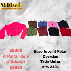 Buzo Juvenil Polar Oversize Cierre. Art. 2301.