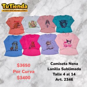 Camiseta Nena Lanilla Sublimada. Art. 2346.